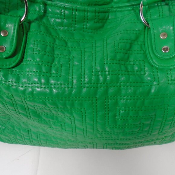Emerald Green Quilted Shoulder Bag by Aldo Martin Tote Satchel Medium Size - Picture 3 of 9
